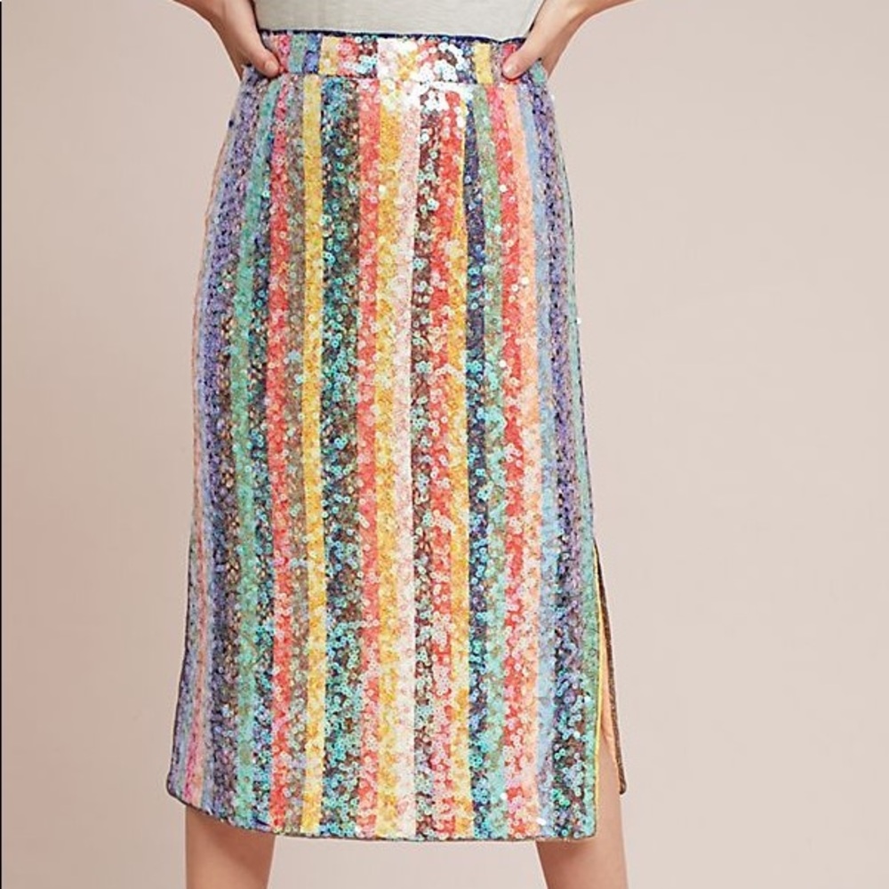 Anthropologie Maeve Sequined Palette Midi Skirt